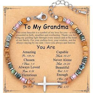 Grandma Gifts From Granddaughter, Grandma Religious Christian Cross Bracelet For